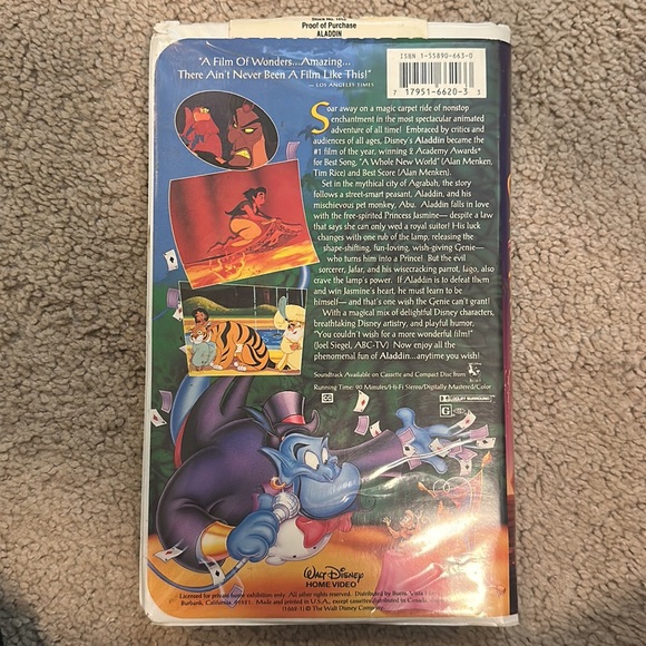 Walt Disney Aladdin VHS Tape - Picture 2 of 2